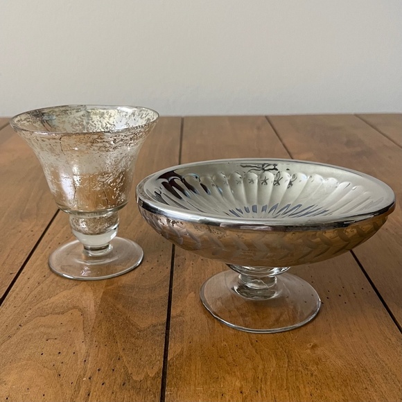 Pottery Barn Mirrored Etched Soap Dish Bathroom Accessory Set - Picture 1 of 9